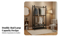 Stable Structure Double Rod Clothing Rack Double Rod Clothes Stand Heavy Duty Clothes Hanging Rack for Families, Retailers, Cloakroom, Laundry Room, Entryway, Walk-in Closet