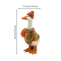 Duck Figurine with Pumpkin Rustic Ornaments Festive Decorations for Mantel