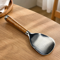 304 Stainless Steel Kitchen Utensil Set with Pear Wood Handle - Rice Spoon, Peeler, Fish Spatula, Oyster Shucker, Potato Masher
