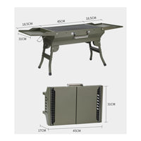 Foldable Portable Briquette Grill Metal Grill with Side Tables Compact Foldable Barbecue for Journeyers, Backyard