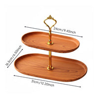 Afternoon Tea Stand Versatile Double layer Serving Stand Detachable Faux Wood Grain Fruit Plate for Wedding