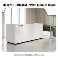 Modern Reception Desk Sturdy Construction Varnish Finish Front Desk Scratch-Resistant Commercial Cashier Counter for Business Owners, Lobby, Showroom