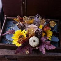 Tabletop Wreath with Candle Holder Decorative Decorations Multicolor for Mantel