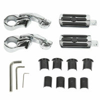 Foot Pegs with Mounting Brackets Rubber-Treaded Motorcycle Foot Pegs Black Footrest Mounting Hardware Kit for Riders, Motorcyclists