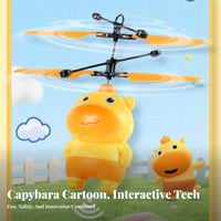 USB Rechargeable Capybara Flying Toy Colorful LED Lights Levitating Capybara Drone Automatic Power-Deactivated Protection for Teens