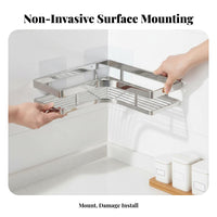 Drillwithout Drilling Installation Triangle Corner Organizer No Drilling Triangular Shower Organizer Rust-Proof Wall Shelf Rustproof for Homeowners, Families, Students, Kitchen, Restroom, Balcony