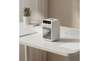 White Mini Desktop Air Cooler Rechargeable Desktop Air Cooler Compact Portable Mist Fan 2-Speed for Desk