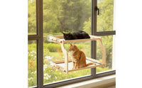 Cat Window Hammock with Wooden Frame Sturdy Cat Window Perch Heavy-Duty Perch for Apartment, Balcony