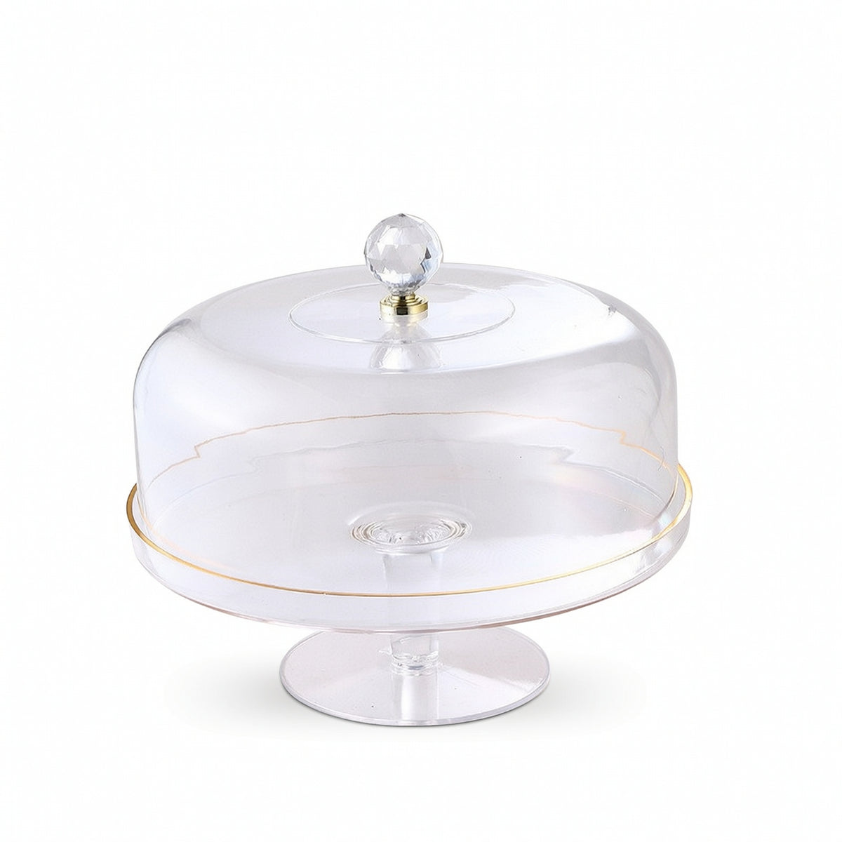 Cake Stand with Dome Faceted Cloche with Pedestal Clear for Cafes, Hosts, Bakers