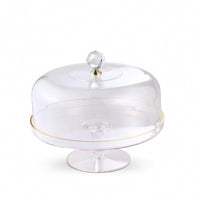 Cake Stand with Dome Faceted Cloche with Pedestal Clear for Cafes, Hosts, Bakers