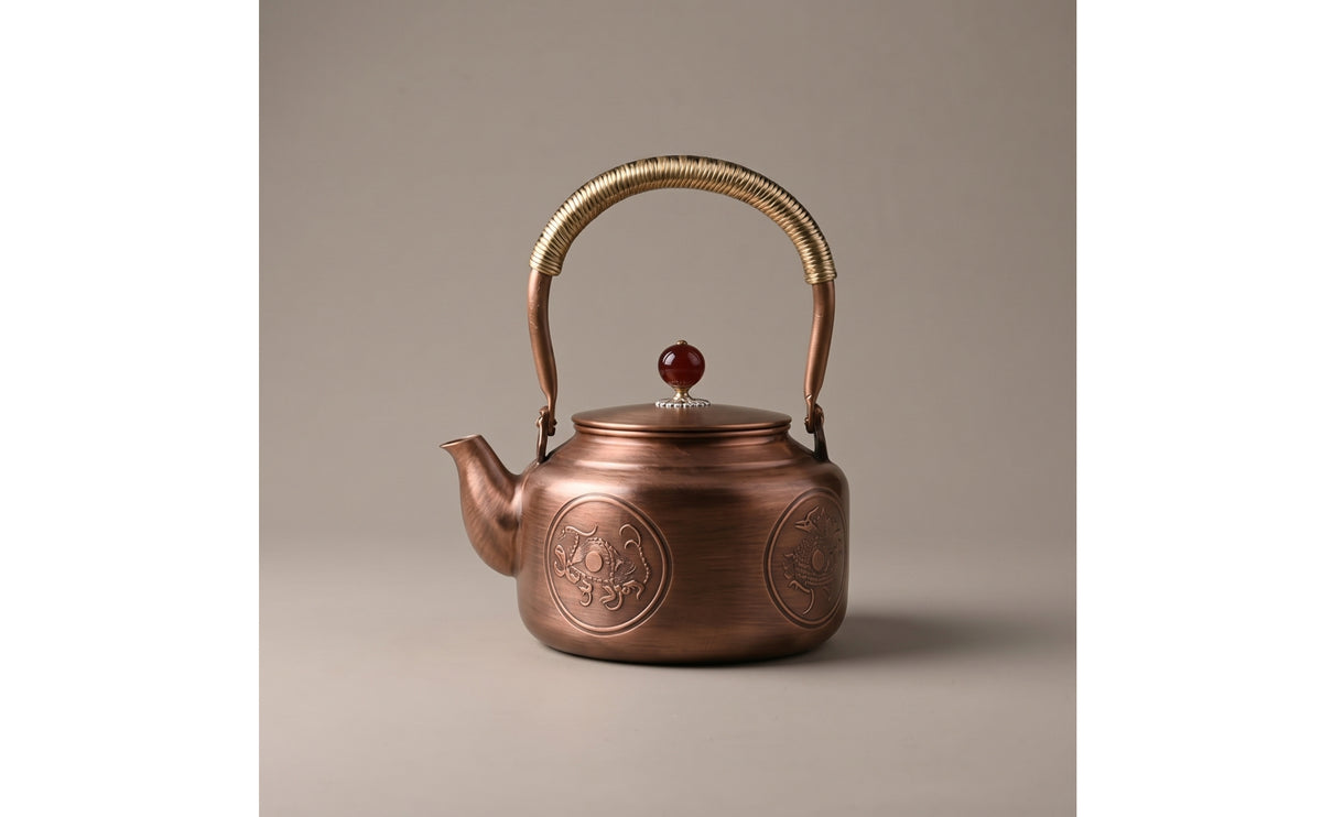 Copper Tea Kettle Round-Bodied Copper Kettle Coating-Uncoated for Kitchen