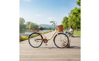 Foldable Design Lightweight Folding Cycle Airless Tires Step-Through City Bike Installation-Tool-Tool-Free Cycle with Front Basket Rear Cargo Rack for Commuting