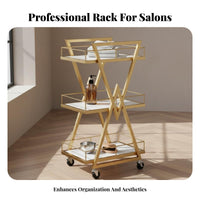Salon Assistance Trolley Easy Assemble Multi-Tier Rolling Cart 3-Tier Rolling Cart Light Luxury Design Mobile Storage Trolley