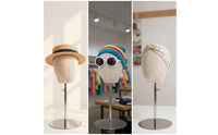 Adjustable-Height Mannequin Head with Stand Stainless Steel Hat Display Head Sturdy Hat Display with Base Long-Lasting for Studio