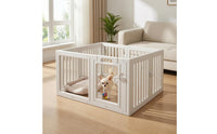 White Dog Playpen Fence Plastic Indoor Dog Fence Snap-Together Freestanding Pet Gate Lockable Door for Household Use