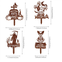 Halloween Rusted Tombstone Stack Abstract Lawn Decoration Metal Garden Stake