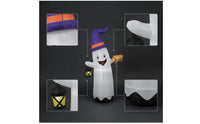 Outdoor Inflatable Ghost with Witch Hat Spooky Inflatable Ghost Festive Halloween Decor Easy for Yard, Lawn, Porch