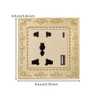 Antique Gold Decorative Outlet Panel Ornate Retro Socket Plate Vintage Embossed Wall Plate Metal for Interior Designers, Homeowners, Living Room, Bedroom, Hotel