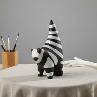 Elegant Abstract Cat Figurine Classic Black and White Ceramic Cat Sculpture Excellent Workmanship for Desktop, TV Stand, Bookshelf