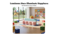Child-Safe Design Upholstered Low Sofa Anti-Collision Waiting Area Bench Easy to Clean children's Furniture for Parents, young children, School Administrators, Kindergarten, Early Education center, Lobby, Playroom