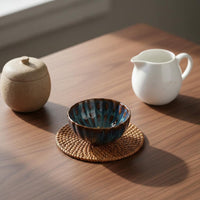2 Pieces Ceramic Glaze Jianzhan Tea Cup Long-Lasting Peacock Tea Cup Drinkware Eco-Friendly for Company Events