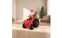 Inflatable Santa on vehicle Festive the Holiday Figure Giant Yard Decoration for Lawn