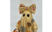 Spooky Witch Figurine Resin Specters Figurine with Pumpkin Bucket Miniature Sculpture for Mantel, Office Desk