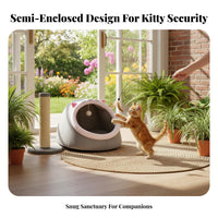 Enclosed Pet Secluded Retreat All-Season Use Gentle Pet Dome Keeps Warm Creature House for Young Feline Owners, Indoors, Living Room, Bedroom