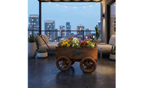 Weathered Wheelbarrow Planter Rustic Vintage Cart Flower Pot Weathered Finish Iron Plant Wagon for Patio