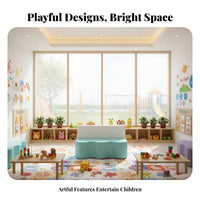 Modular Combination Wavy Seat Bench Easy to Clean Waiting Room Sofa Sturdy Structure Reception Seating High-Density Foam for Parents, Children, Clients, Kindergarten, Lobby, Salon