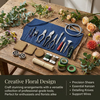 Flower Arranging Kit for Floral Design, Advanced Set with Metal Frog Pin Holder, Professional Florist Scissors for Beginners