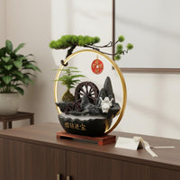 Creates Peaceful Atmosphere Circulating Water Wheel Decor Relaxing Ambiance Feng Shui Water Feature Meditation Aid Feng Shui Waterfall for Business Owners, Living Room, Office, Reception Desk