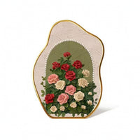 Elegant Tabletop Art Plaque Embossed Plaque with Floral Relief Layered Vintage-Style for Bedside Table