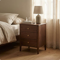 Nordic Nightstand Rectangular Wood End Table Round Pulls Room Furniture