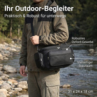 Fishing Bag for Carp Anglers, Oxford Fishing Bag 31x24x18cm with Shoulder Strap, Fishing Tackle Bag for Overnight Trips, Multifunctional Fishing Bag