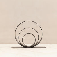 Tabletop Ornament with Concentric Rings Modern Metal Circle Sculpture on Base Decorative Geometric Table Ornament for Entryway