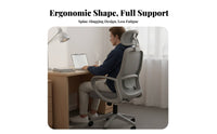 Height Adjustable High-Back Mesh Swivel Chair Support Ergonomic Mesh Chair with Headrest Thick Seat Cushion Task Seating Reclining Function for Students, Gamers, Telecommuting Workers, Dormitory, Study Room, Bedroom