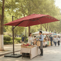Offset Umbrella with Base Adjustable Cantilever Umbrella with Base Crank-Open for Homeowners, Backyard, Poolside, Garden