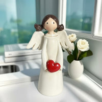 Thoughtful Gift Heart Holding Angel Figurine Hand-Painted Design Mother Daughter Angel Sculpture Home Decoration for Mothers, Daughters