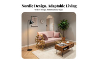 Nordic aesthetic Metal Frame Settee Minimalist Design Seating Furniture Space-Saving Loveseat Upholstered for Apartment Dwellers, Business Owners, Living Room, Reception Area, Studio, Boutique