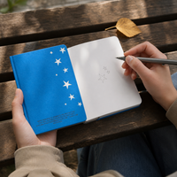 A6 Hardcover Blank Page Notebook with Star Pattern for Students