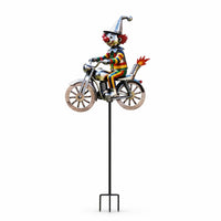 Clown Motorcycle Stake Easy Installation Clown Riding Motorcycle Weatherproof Metal Garden Stake