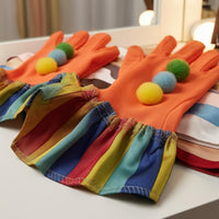 Ruffled Cuffs Orange Clown Gloves Polyester Clown Gloves Knitted Costume Accessory Long Fingered
