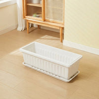 Plant Pots and Garden Pots, Ribbed Flower Pots with Tray, Self Watering Flower Box, Floor Standing Home Decor Balcony Planter