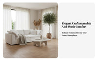 Sectional plush Sofa Minimalist Aesthetic Sectional Couch Deep Seat Living Room Seating for Apartment Dwellers, Families, Lounge Area, Family Gatherings