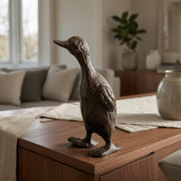 Rustic Metal Cast Iron Duck Textured Tabletop Duck Decor Standing Flat Base for Shelf