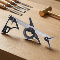 Combination Square with Bubble Level 0-180 Degree Combination Square Angle Locator Multifunction Protractor Stainless Steel