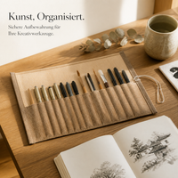 Japanese Style Portable Watercolor Brush Pen Roll-Up Pouch Large Capacity Pen Holder Organizer