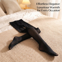 Fleece Lined Tights for Women with Thermal Insulation for Winter Wear, Thick with Fake Translucent Design, Plus Size