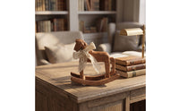 Rocking Horse Ornament with Ribbon Vintage Wooden Rocking Horse Carved Decor for Tabletop, Bookshelf, Coffee Shop
